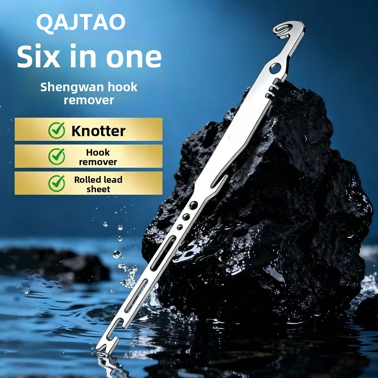 Fishing Hook Remover - QAJTAO 4 Pieces 6-in-1 Stainless Steel
