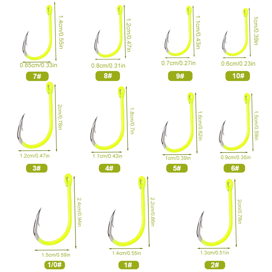 NGB 50pcs 1/0#-10#Fluorescent  - Fishing Hook Offset recension och pris