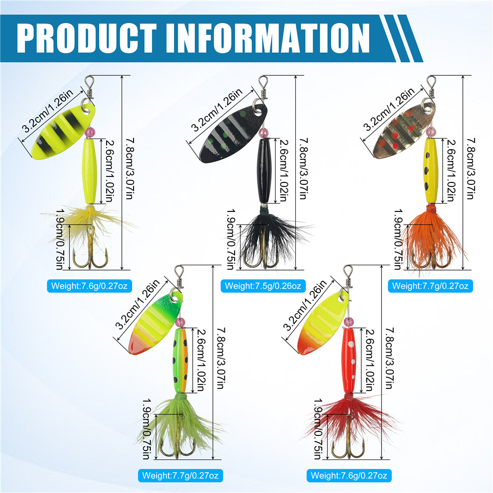 5/10/16Pcs Spinner Fishing Lur - Fishing Hook Treble recension och pris